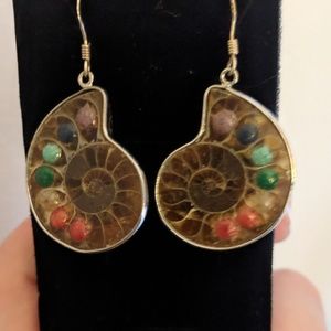PrimalMontana Rainbow Crystal Ammonite Earrings